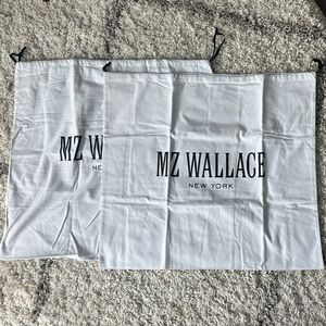 MZ Wallace White Drawstring Dust Bags with Black Logo - Set of 2
